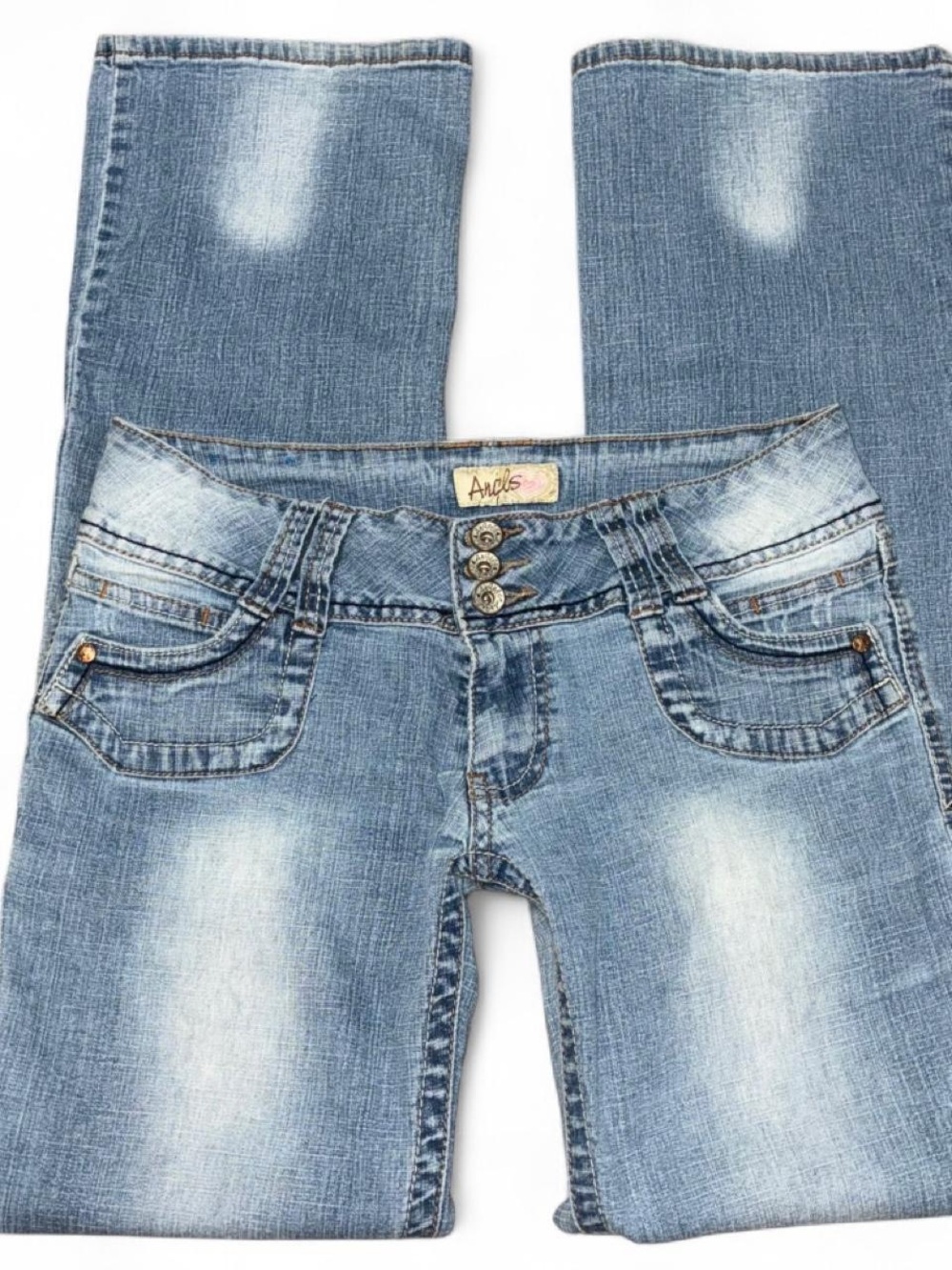 Angels Low Rise Bootcut Jeans Y2K Light Wash Stretch Denim Size 9